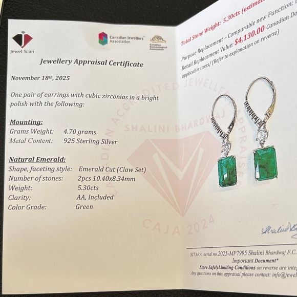 Natural Emerald Drop Earrings - Picture 7 of 13